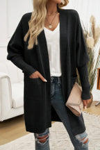 Knit Open Front Bishop Sleeves Pockets Cardigan | Mixtshop LLC