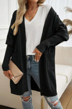 Knit Open Front Bishop Sleeves Pockets Cardigan | Mixtshop LLC