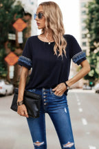 Round Neck Loose Fit Frill Trim Tee | Mixtshop LLC