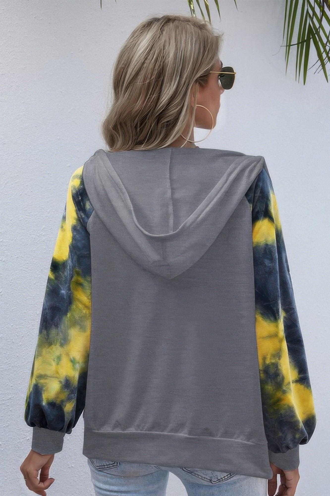 Tie Dye Full Zip Front Open Loose Hoodie | Mixtshop LLC