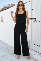 Two Pieces Square Neck Sleeveless Solid Sets | Mixtshop LLC
