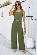 Two Pieces Square Neck Sleeveless Solid Sets | Mixtshop LLC