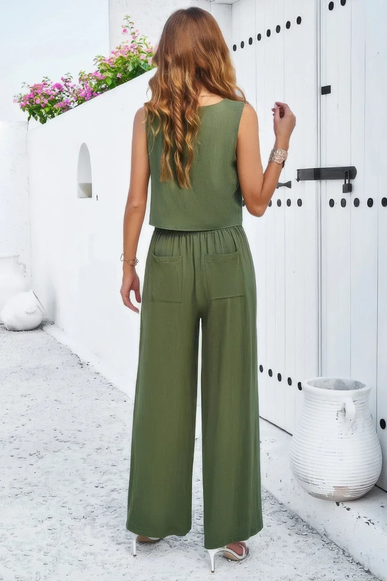 Two Pieces Square Neck Sleeveless Solid Sets | Mixtshop LLC