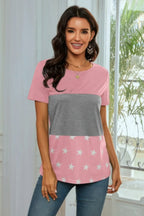Round Neck Short Sleeve Print Top | Mixtshop LLC