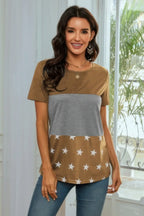 Round Neck Short Sleeve Print Top | Mixtshop LLC