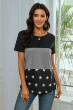 Round Neck Short Sleeve Print Top | Mixtshop LLC