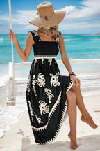 Sleeveless Square Neck A Line Smocked Shirred Dress | Mixtshop LLC