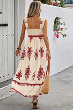 Sleeveless Square Neck A Line Smocked Shirred Dress | Mixtshop LLC
