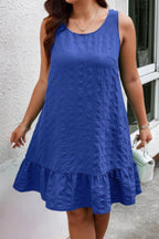 Plus Solid Ruffle Hem Hollow Out Sleeveless Dress | Mixtshop LLC