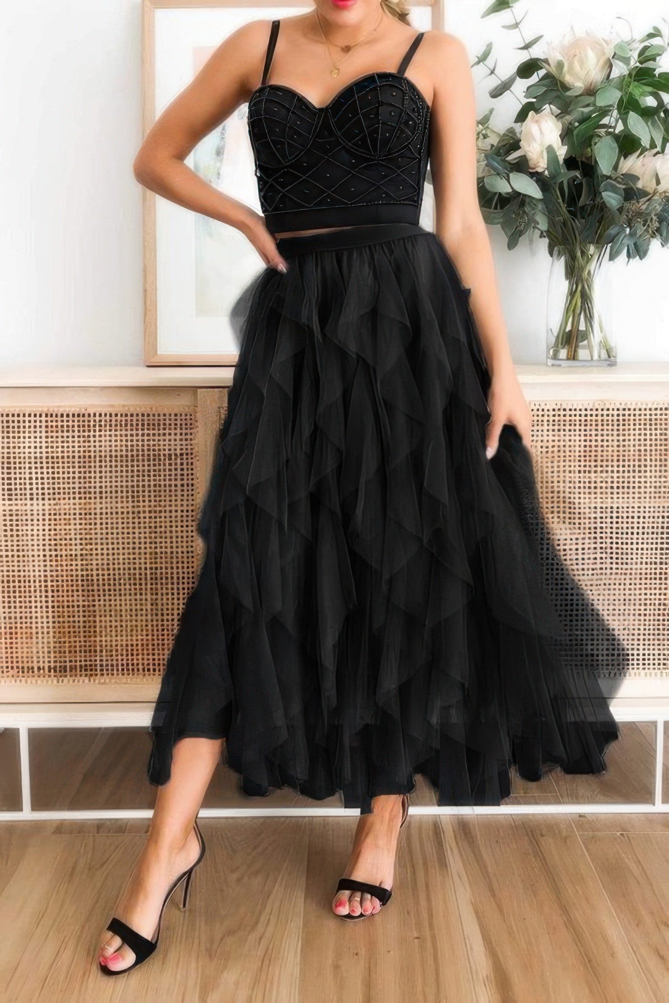 A Line Long Tulle Tiered Skirts Secondary image