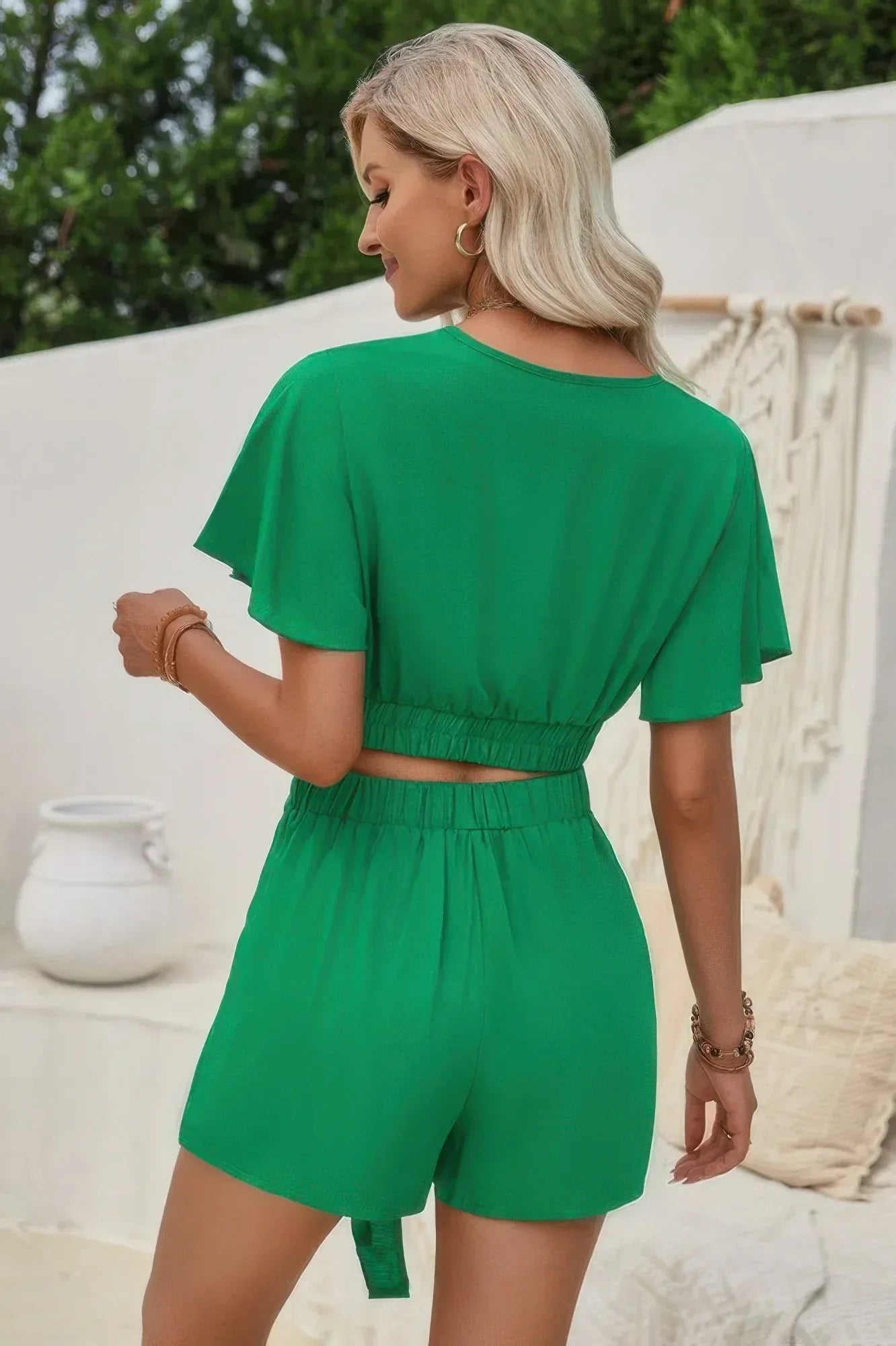 Two Pieces Cross Knot Elastic Waist Soild Sets | Mixtshop LLC