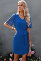 V Neck Short Sleeve Short Dress | Mixtshop LLC