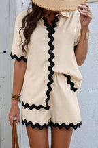 Color Block Two Pieces Button Blouse Sets | Mixtshop LLC
