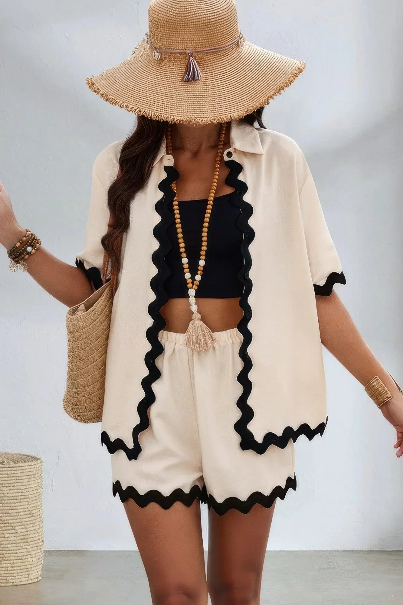 Color Block Two Pieces Button Blouse Sets | Mixtshop LLC