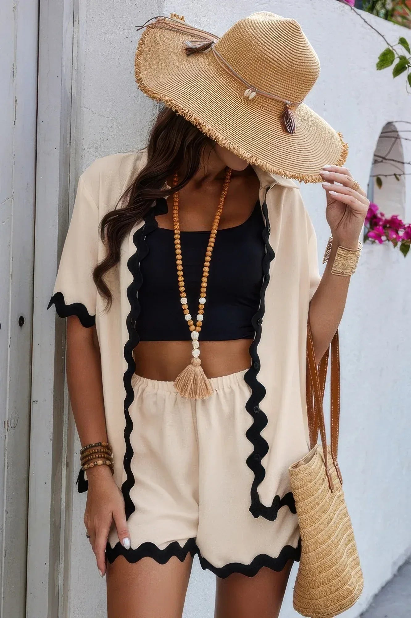 Color Block Two Pieces Button Blouse Sets | Mixtshop LLC