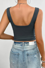 Solid Elastic Sleeveless Low Back Hot Top | Mixtshop LLC