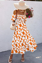 Allover Print Off Shoulder Ruched Ruffle Dress | Mixtshop LLC