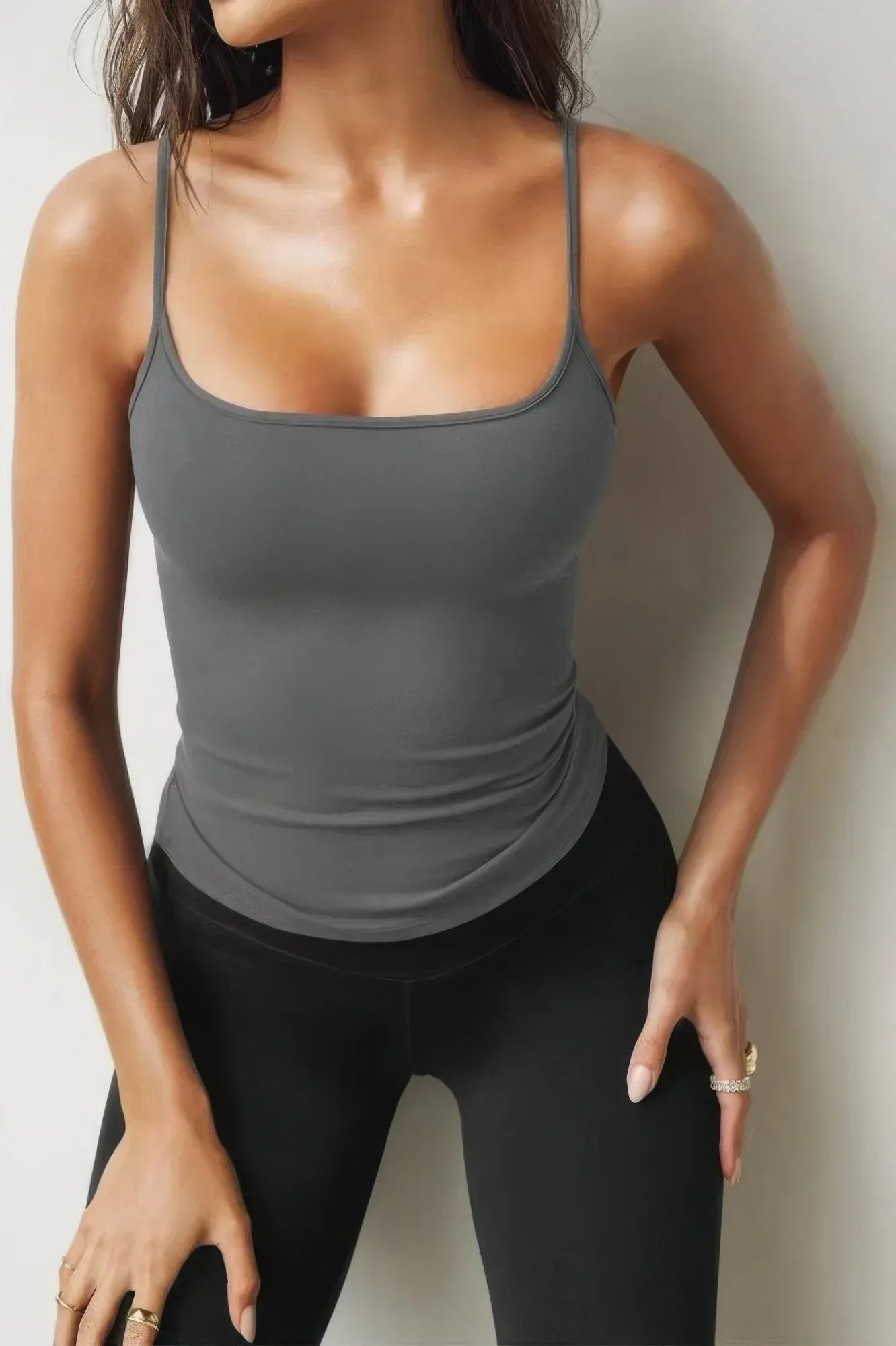 Solid Square Neck Sleeveless Slim Tank Top | Mixtshop LLC Main image