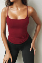 Solid Square Neck Sleeveless Slim Tank Top | Mixtshop LLC