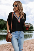V Neck Short Dolman Sleeves Boho Loose Top | Mixtshop LLC