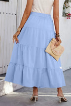 Waves Print Pleated Elastic Waist Band Skirt | Mixtshop LLC