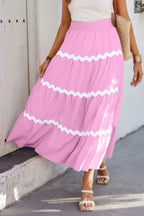 Waves Print Pleated Elastic Waist Band Skirt | Mixtshop LLC