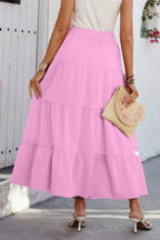 Waves Print Pleated Elastic Waist Band Skirt | Mixtshop LLC