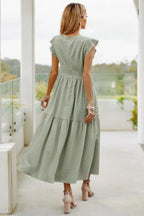 Ruffle Solid Willow Smocked Maxi Dress | Mixtshop LLC
