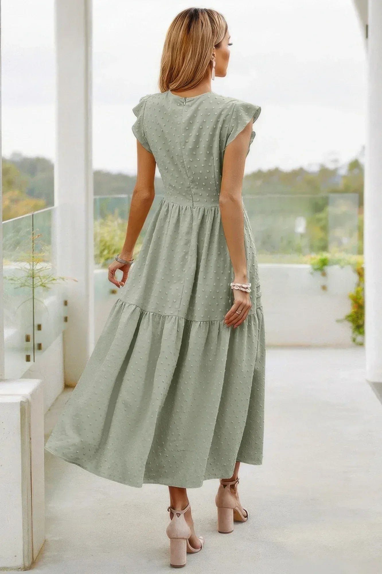 Ruffle Solid Willow Smocked Maxi Dress | Mixtshop LLC