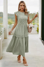 Ruffle Solid Willow Smocked Maxi Dress | Mixtshop LLC