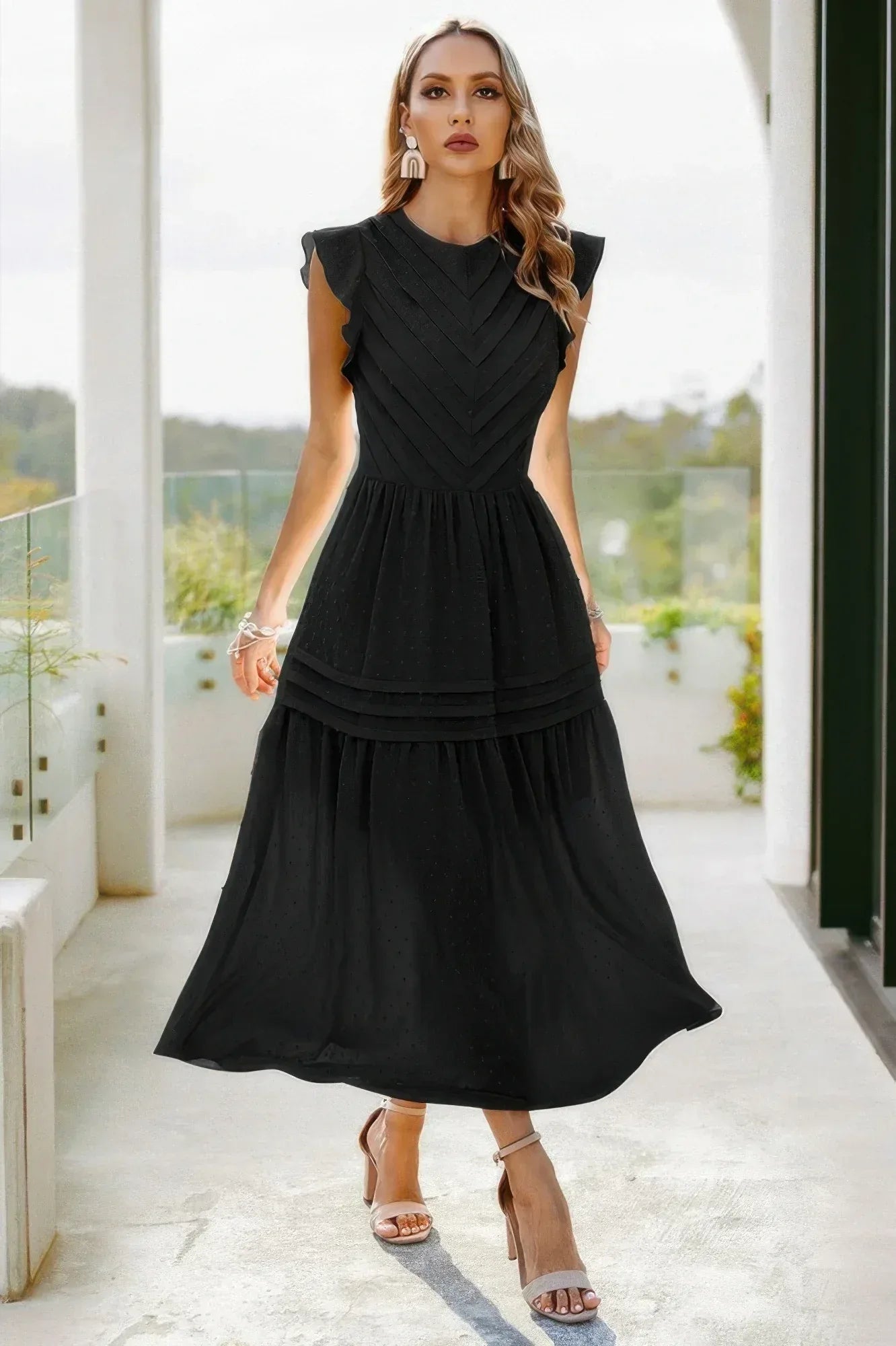 Ruffle Solid Willow Smocked Maxi Dress | Mixtshop LLC