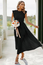 Ruffle Solid Willow Smocked Maxi Dress | Mixtshop LLC