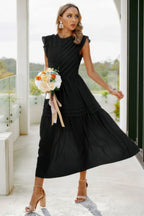 Ruffle Solid Willow Smocked Maxi Dress | Mixtshop LLC