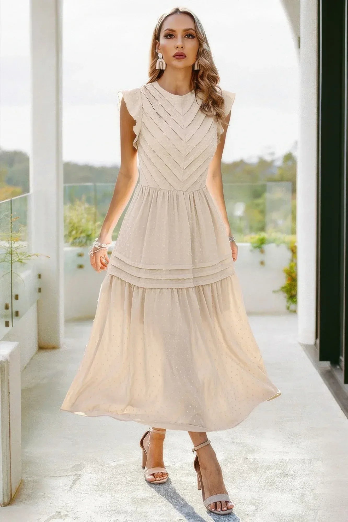 Ruffle Solid Willow Smocked Maxi Dress | Mixtshop LLC
