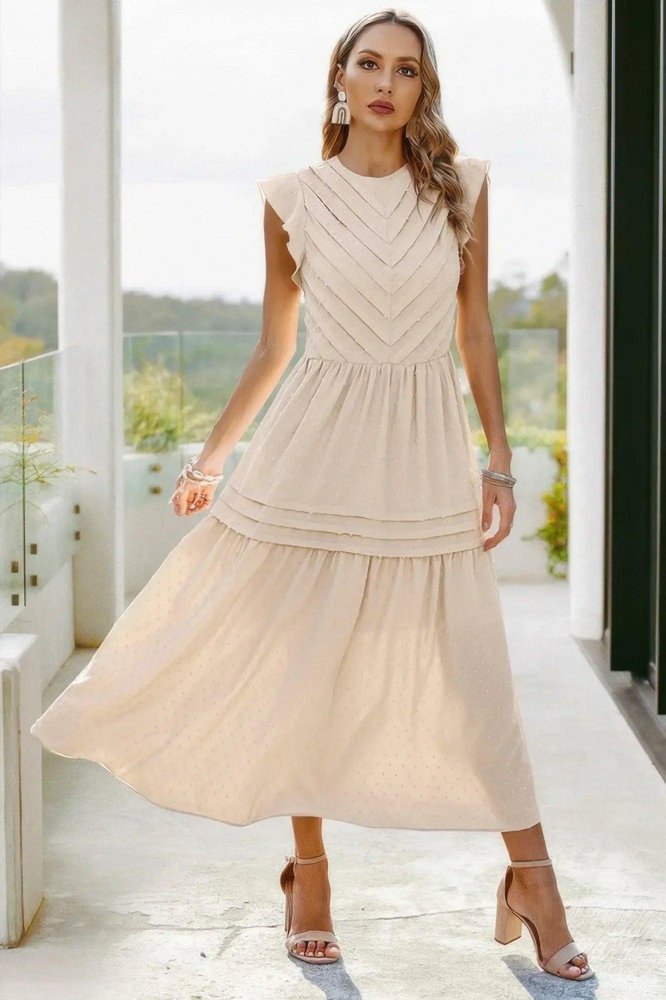 Ruffle Solid Willow Smocked Maxi Dress | Mixtshop LLC