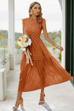 Ruffle Solid Willow Smocked Maxi Dress | Mixtshop LLC