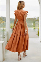 Ruffle Solid Willow Smocked Maxi Dress | Mixtshop LLC
