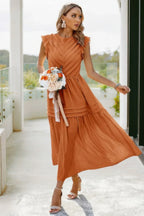 Ruffle Solid Willow Smocked Maxi Dress | Mixtshop LLC