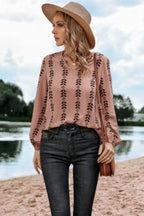 Graphic Print Strip Loose Fit V Neck Blouse | Mixtshop LLC