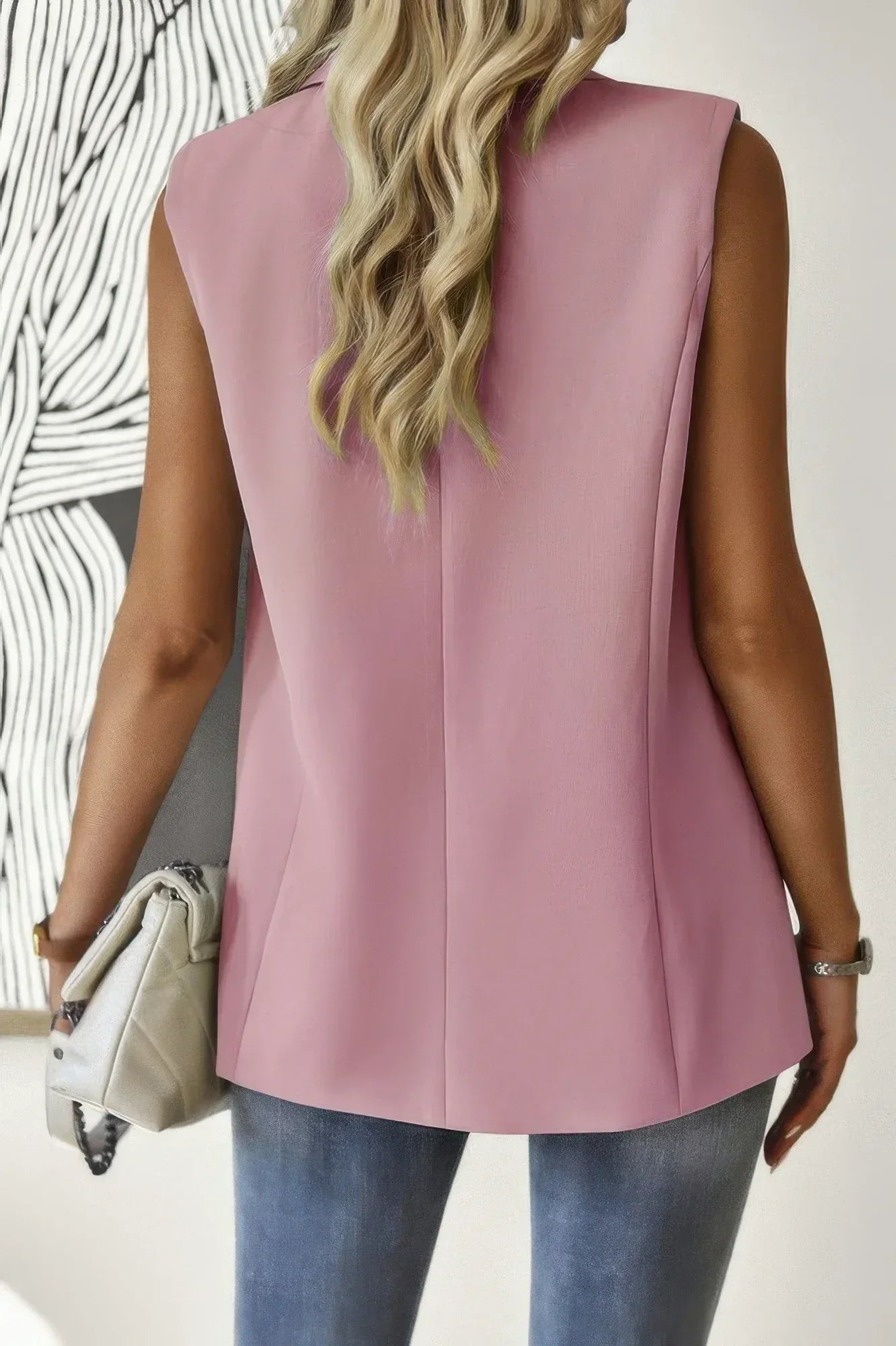 Sleeveless Solid Pockerts Button Front Open Suit | Mixtshop LLC