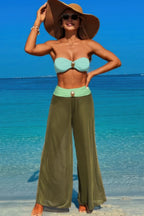 Solid Color Metal Decor Beach Bikini Pants Set | Mixtshop LLC
