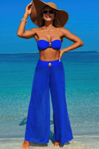 Solid Color Metal Decor Beach Bikini Pants Set | Mixtshop LLC