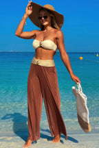 Solid Color Metal Decor Beach Bikini Pants Set | Mixtshop LLC