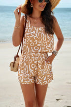Allover Print Sleeveless Square Neck Elastic Sets | Mixtshop LLC