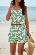 Allover Print Sleeveless Square Neck Elastic Sets | Mixtshop LLC