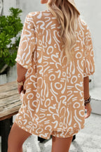 Allover Print Elastic Shorts Two Pieces Button Set | Mixtshop LLC