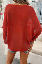 Solid V Neck Knit Loose Fit Bat Sleeves Top | Mixtshop LLC