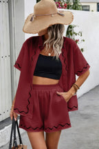 Two Piece Button Down Short Sleeve Outfits Sets | Mixtshop LLC
