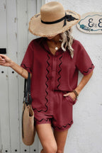 Two Piece Button Down Short Sleeve Outfits Sets | Mixtshop LLC