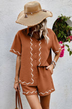 Two Piece Button Down Short Sleeve Outfits Sets | Mixtshop LLC